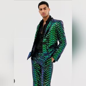 ASOS Vibrant Green and Blue Suit Set